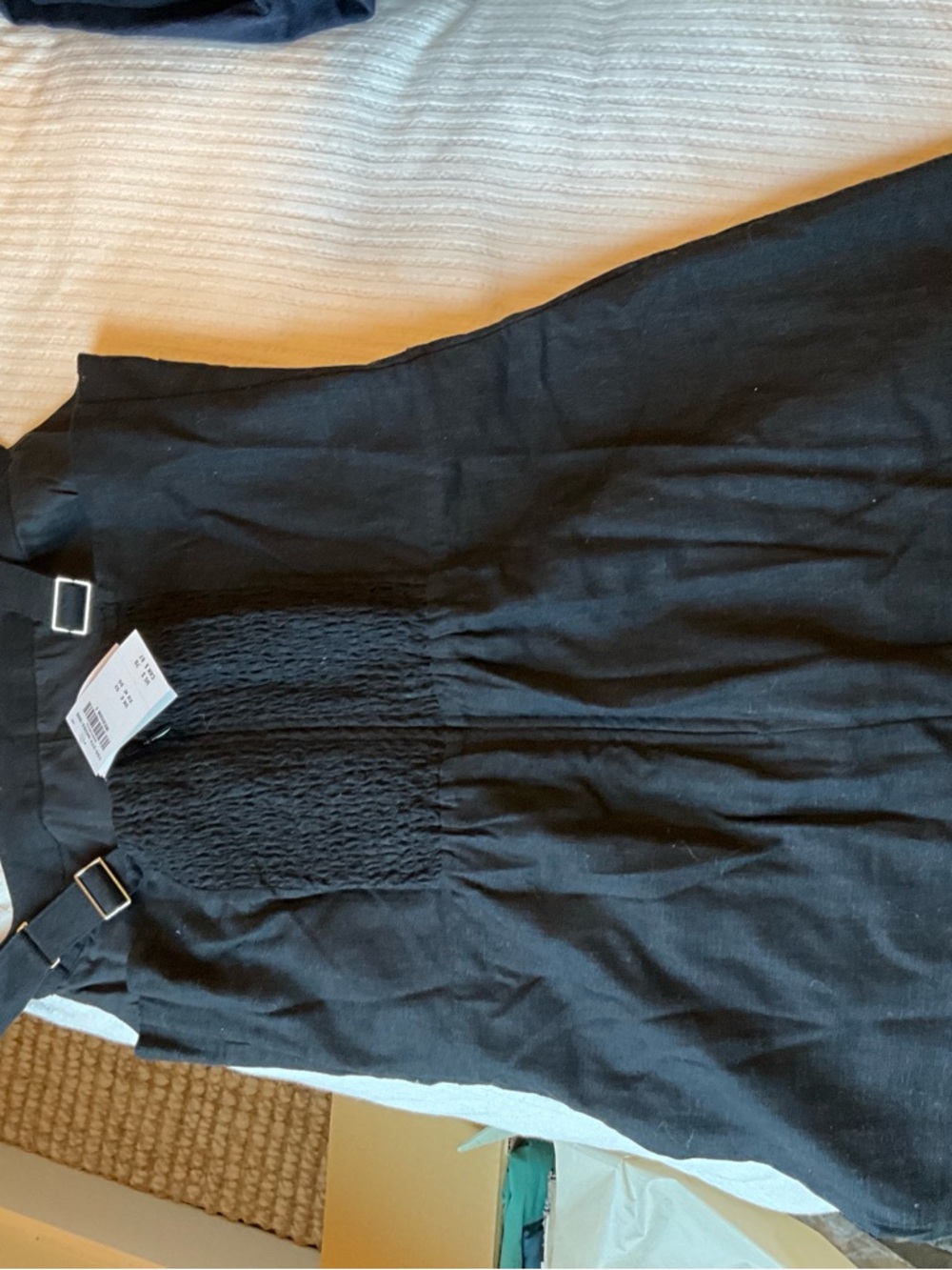 Abercrombie & Fitch Black Linen-Blend Wide Strap Mini Dress (MT) - Picture 2 of 3